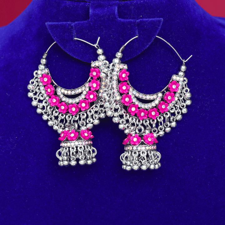 Bali jhumka in rose, red ,black, green, violet, blue, peach, yellow colors FS326E - freakysera