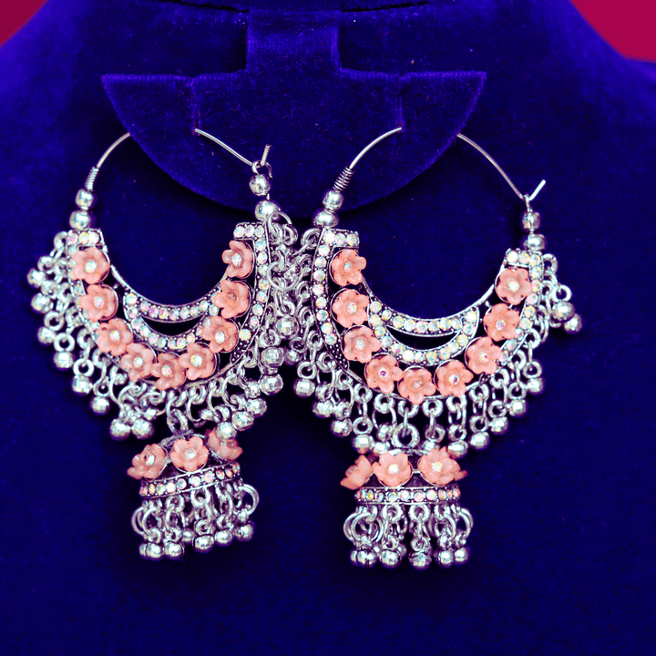 Bali jhumka in rose, red ,black, green, violet, blue, peach, yellow colors FS326E - freakysera